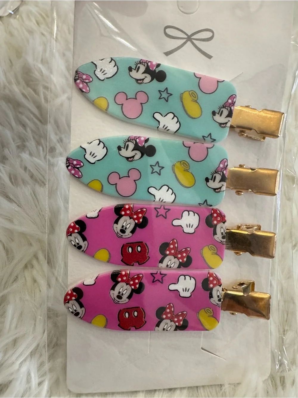 Minnie Mouse Kids Hair Clips - Pink & Teal Set set of 4